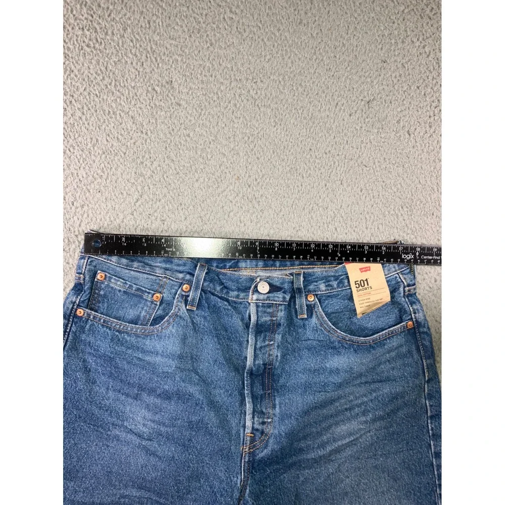 Levi's 501 Shorts Women 34 Blue High Rise Button Fly Jorts Medium Wash Timeless - Picture 11 of 16